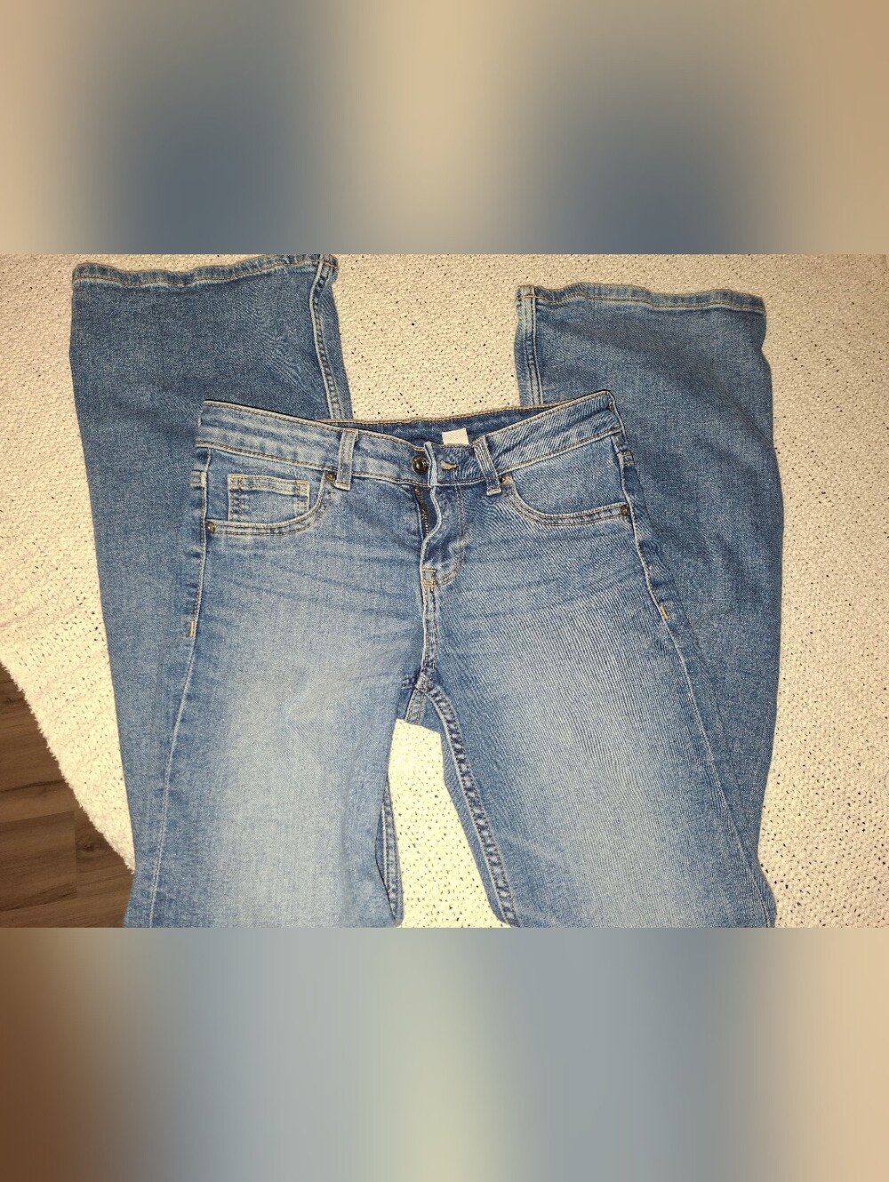 Classic Women’s Light Blue Denim Flare Low Waist Jeans
